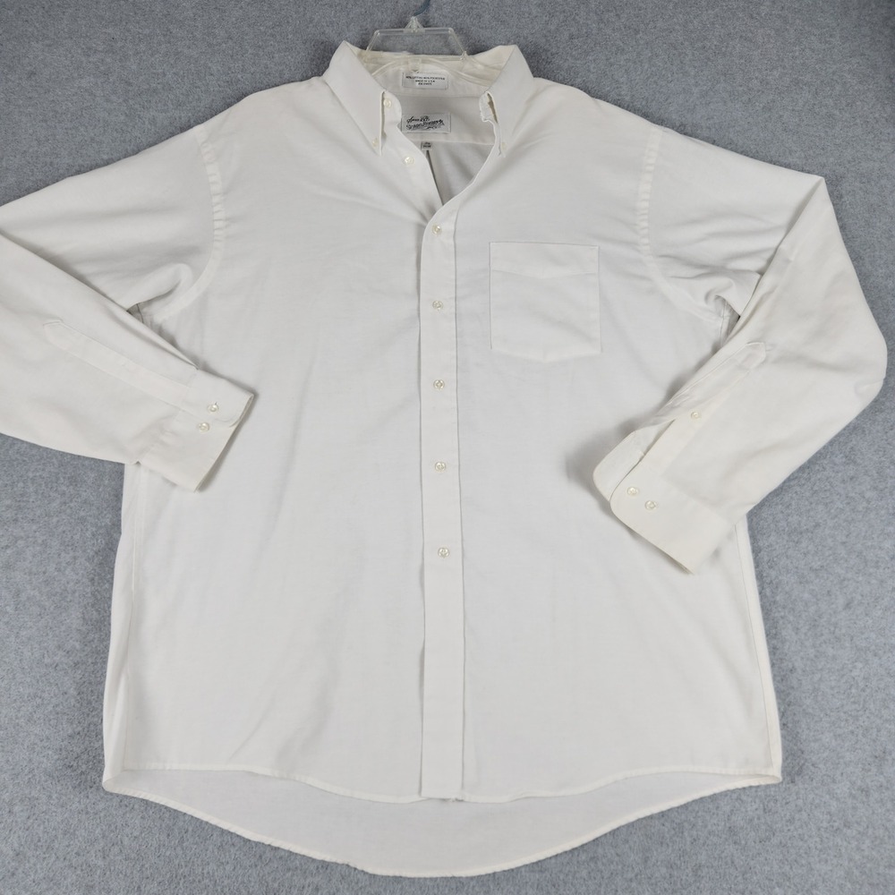 Vintage Sears Roebuck Down Shirt Mens 17.5 White Button Long Sleeve Button Down